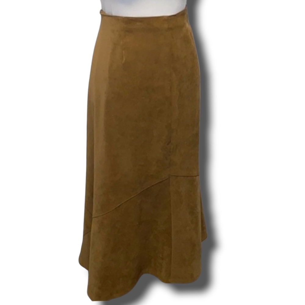 Vintage Full length brown faux suede maxi skirt